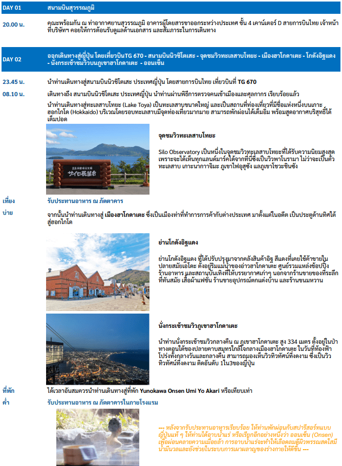 Itinerary - Day 1 - 2