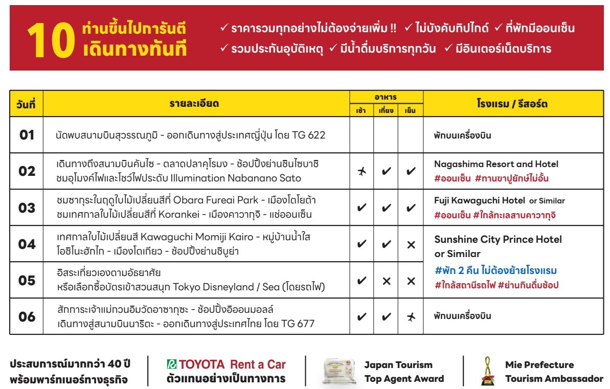 ทัวร์​ญี่ปุ่น ชมใบไม้เปลี่ยนสี ซากุระ