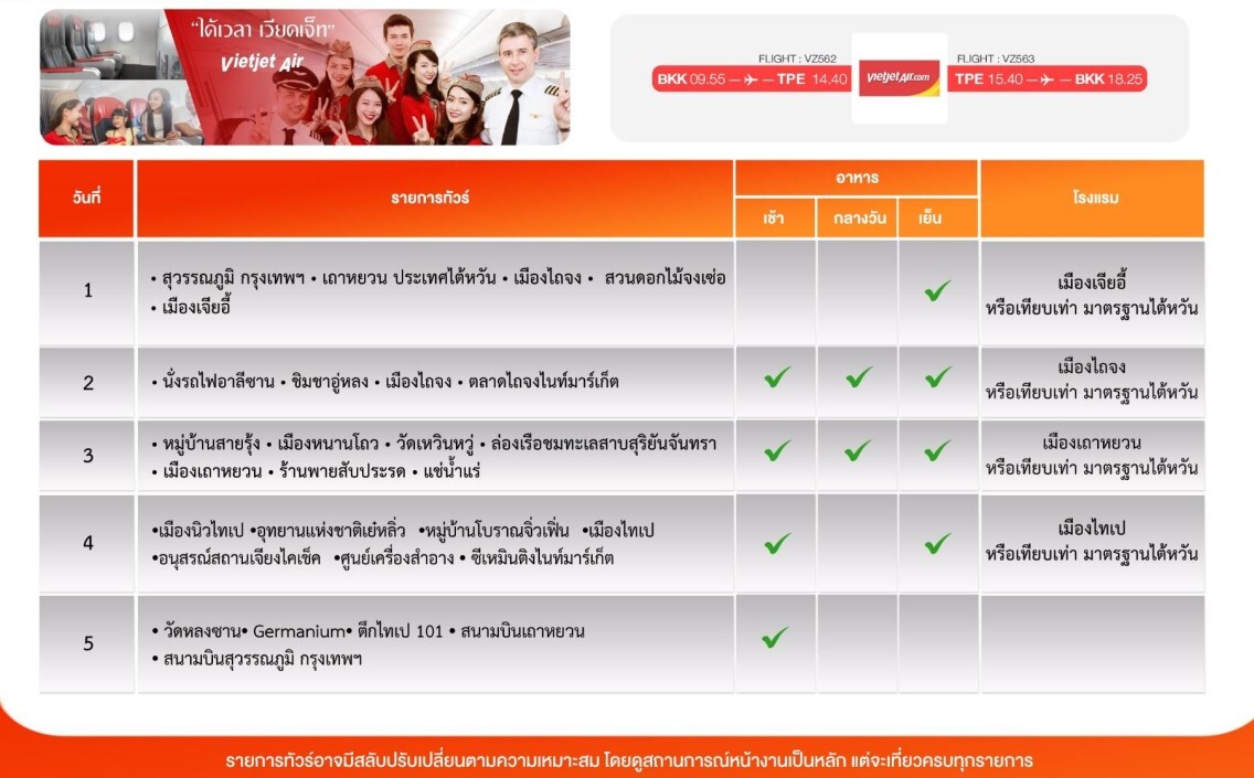 ทัวร์ไต้หวัน ชมสวนดอกไม้จงเช่อ ช้อปจุใจ จัดเต็มอาหารไต้หวัน พักออนเซ็นสวนตัว บินคุ้มเวียตเจ็ทแอร์