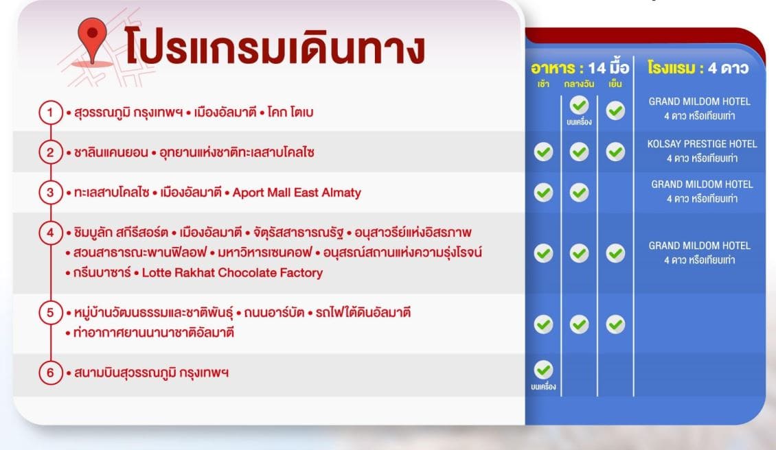 โปรแกรมการเดินทางของทัวร์