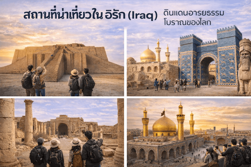 สถานที่เที่ยวใน Iraq แหล่งอารยธรรมโบราณ เช่น Babylon, Ziggurat of Ur และมัสยิดใน Baghdad จุดหมายสำหรับนักเดินทางสายประวัติศาสตร์