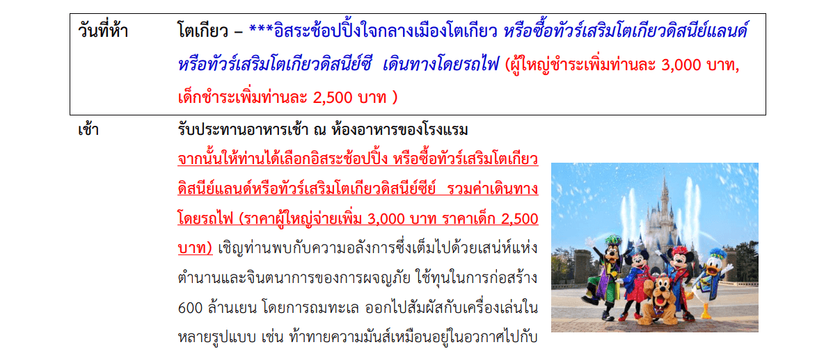 Tour itinerary detail