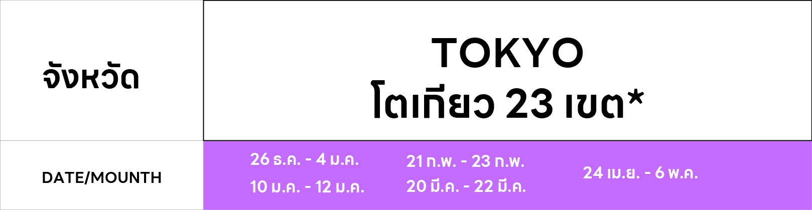 TOKYO จังหวัด DATE/MOUNTH