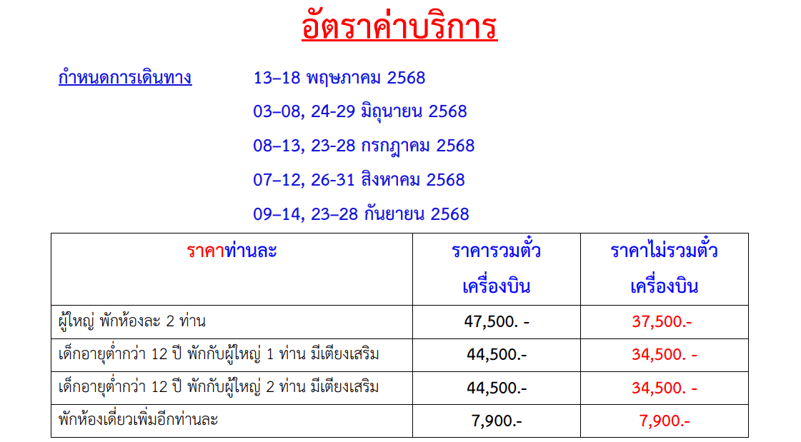 price table