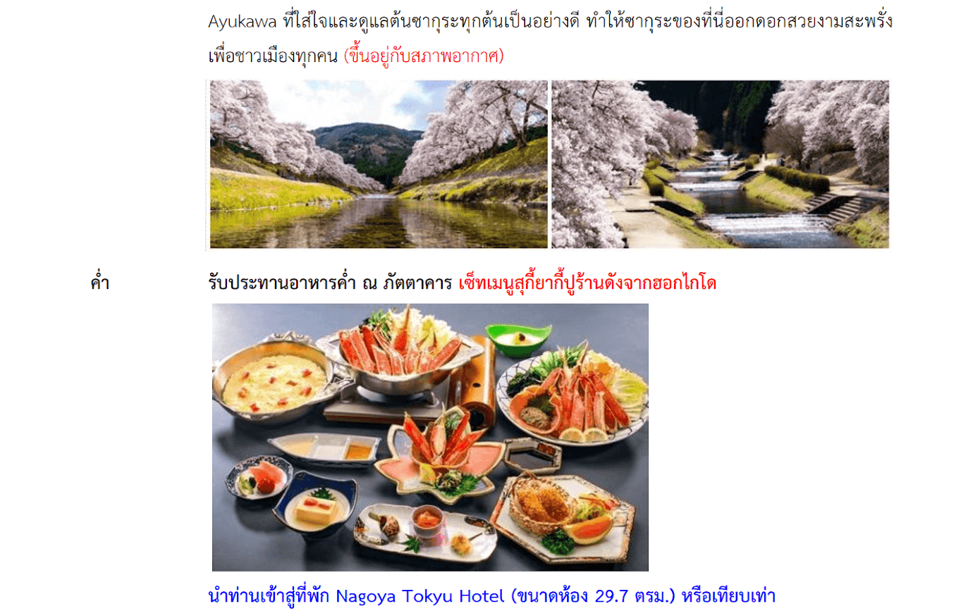 Tour itinerary detail