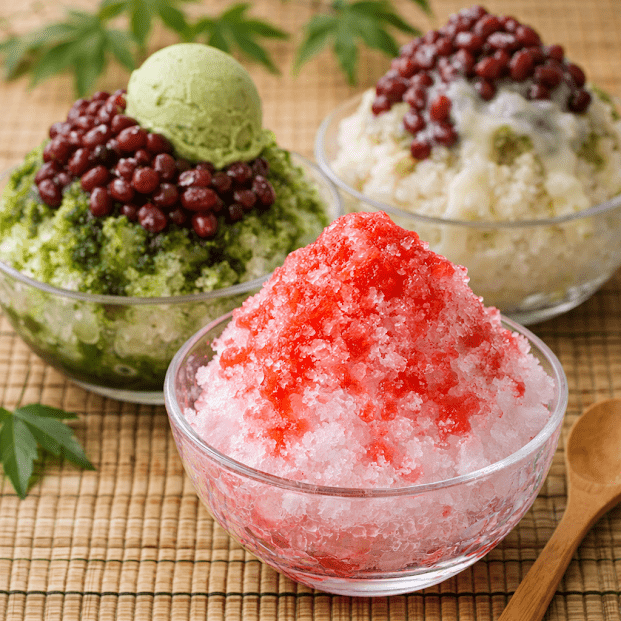 ของกินช่วงฤดูร้อนญี่ปุ่น คาคิโกริ น้ำแข็งไสญี่ปุ่นราดไซรัปผลไม้และถั่วแดง ของหวานยอดนิยมหน้าร้อน