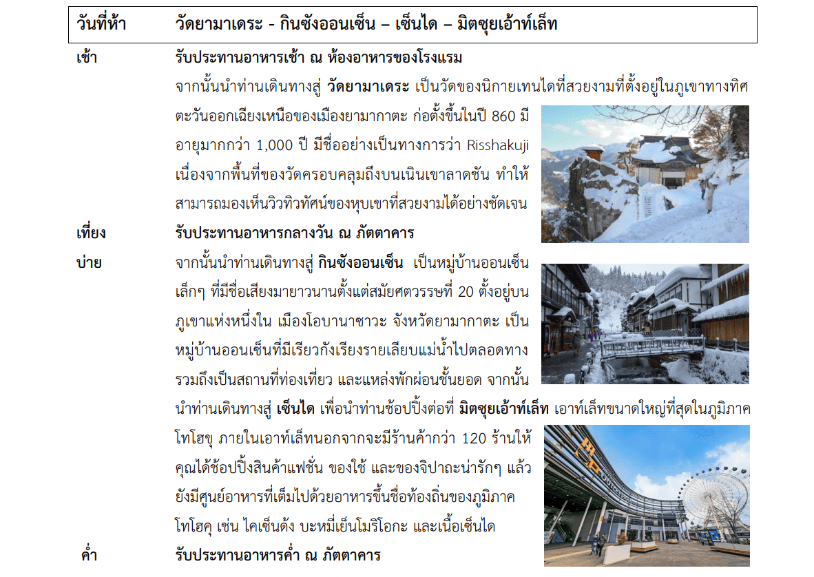 Tour itinerary detail