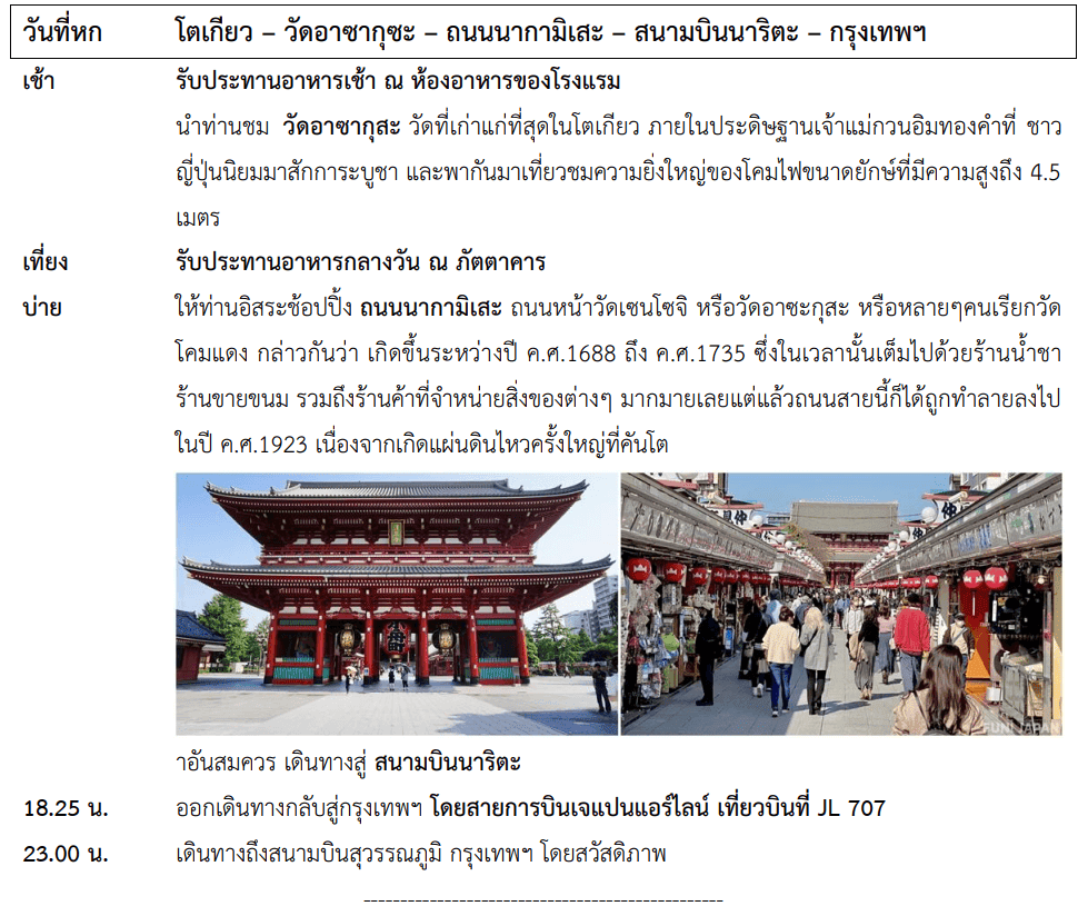 tour itinerary details