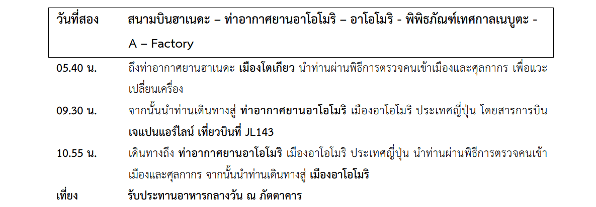 Tour itinerary detail