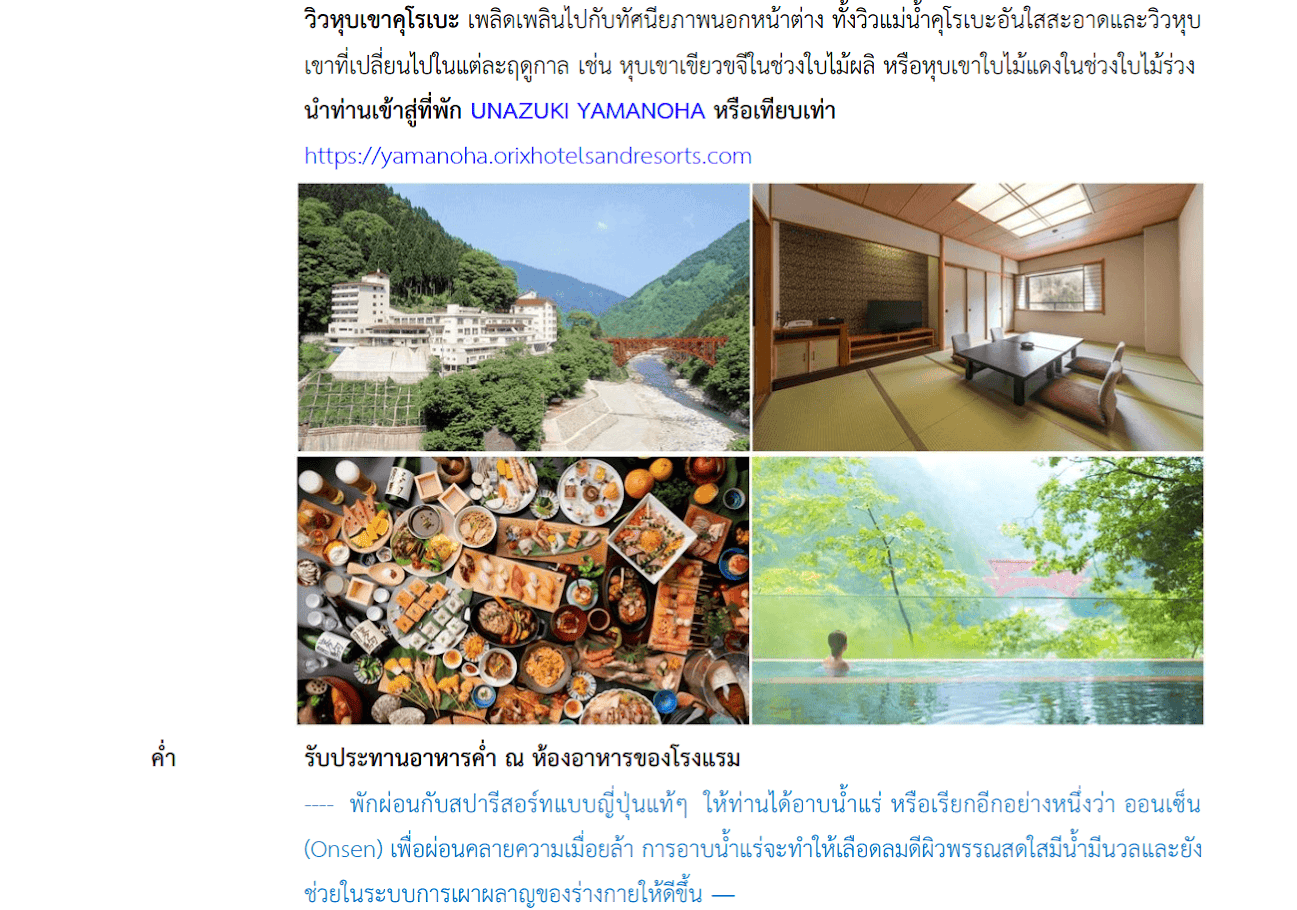 Tour itinerary detail 