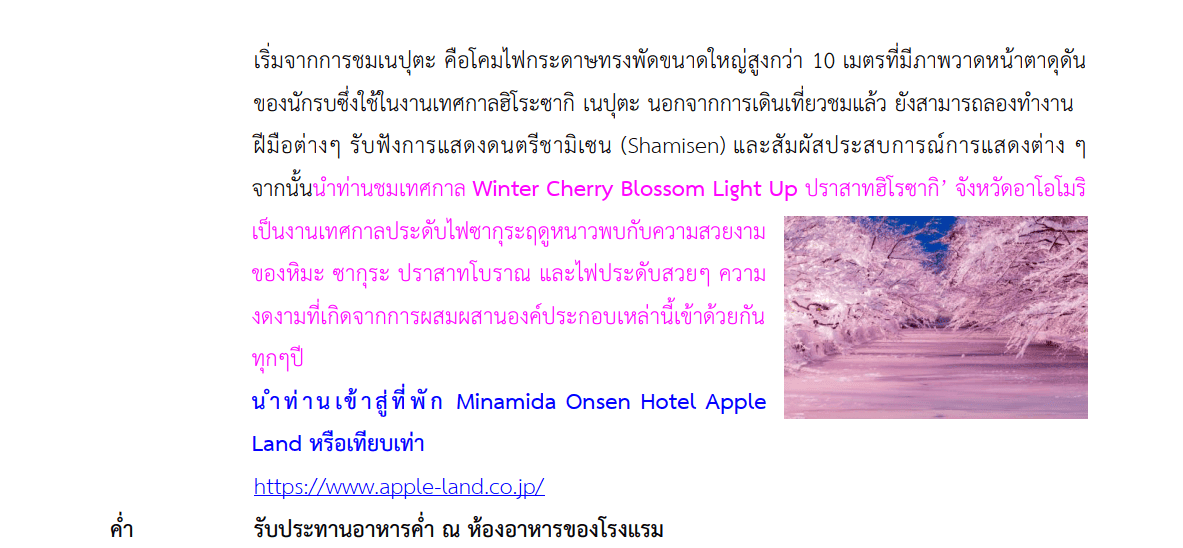 Tour itinerary detail
