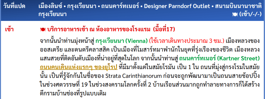 itinerary detail