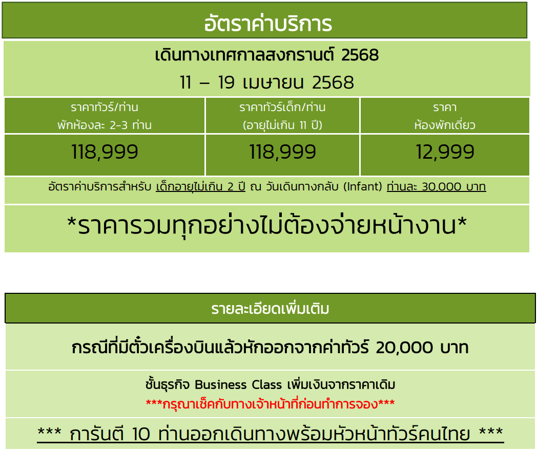 Tour price detail