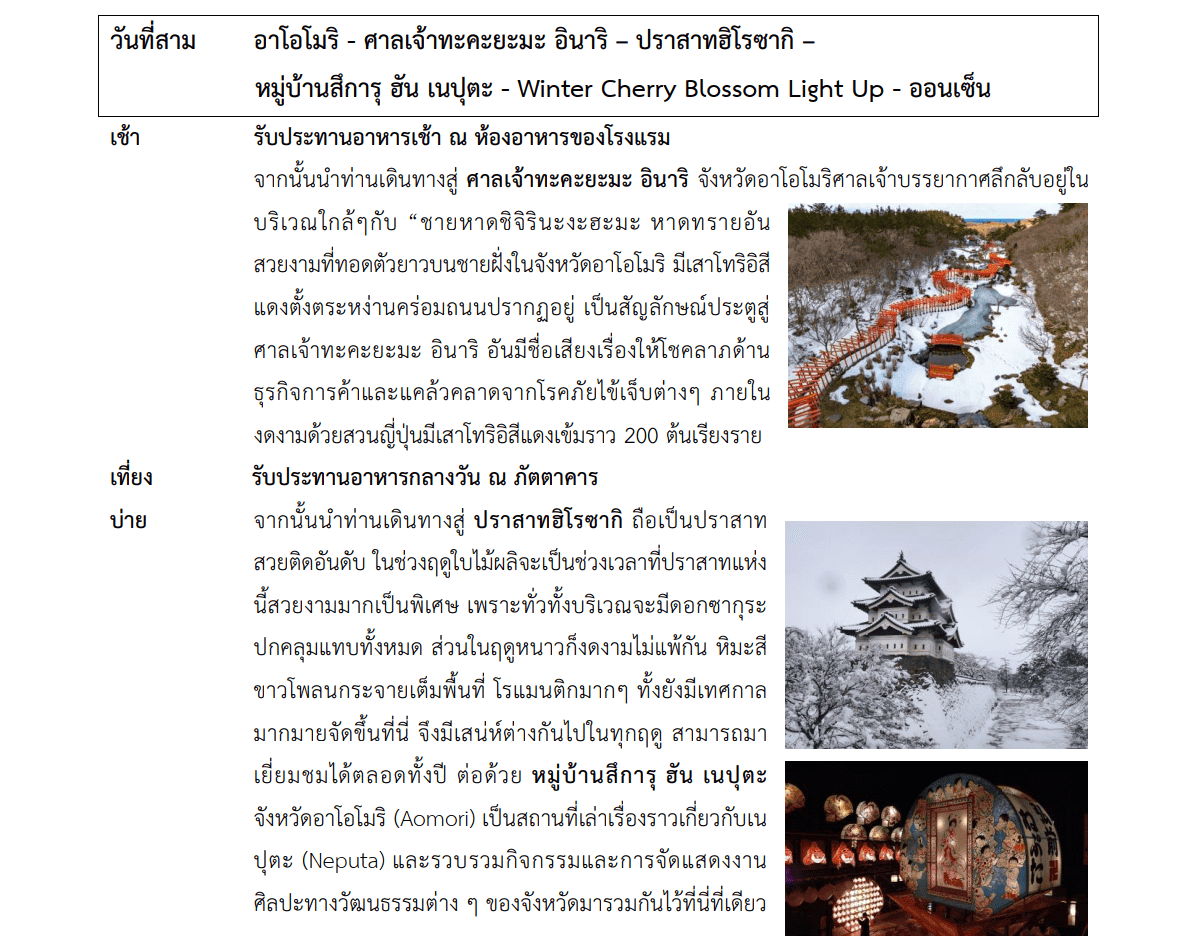 Tour itinerary detail