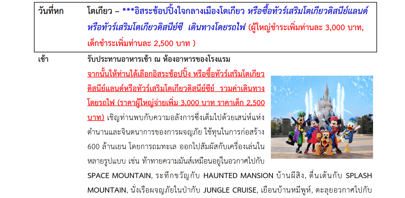 Tour itinerary detail
