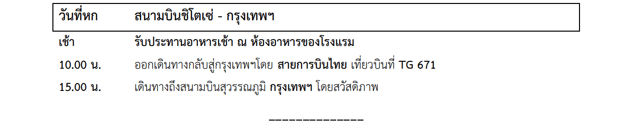 Tour itinerary detail