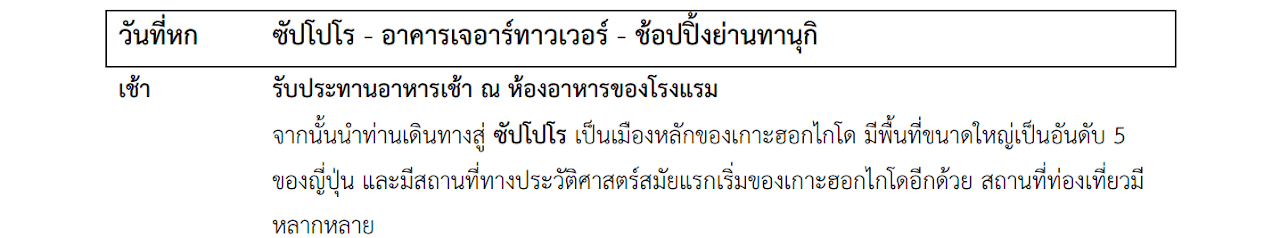 Tour itinerary detail