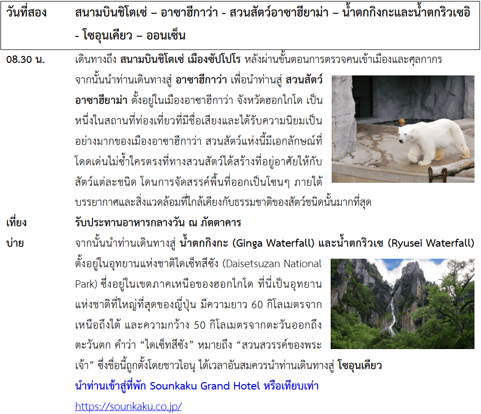Tour itinerary detail