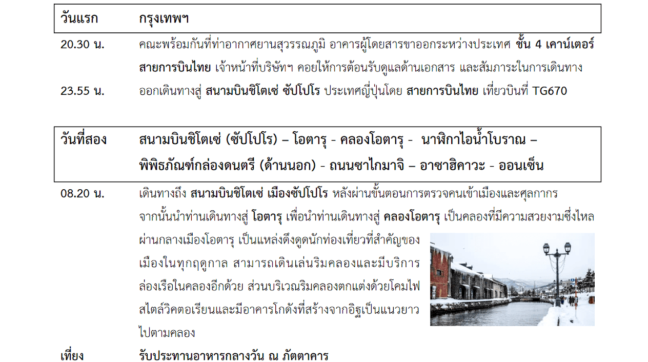 Tour itinerary detail