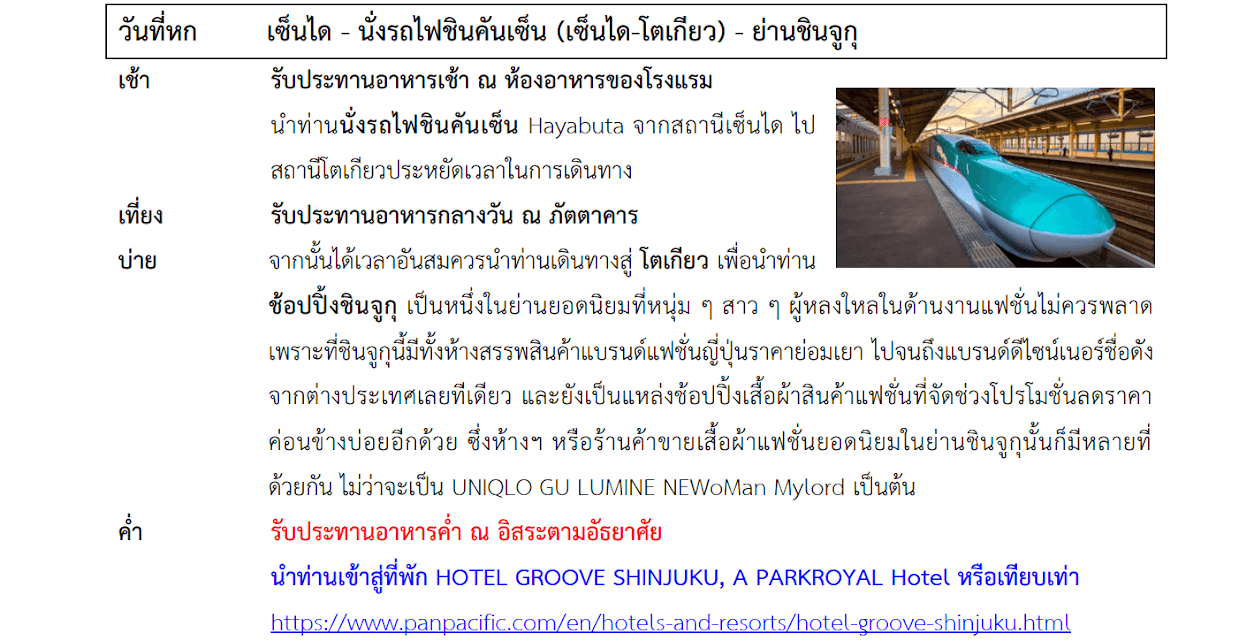 Tour itinerary detail
