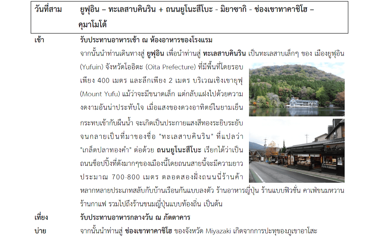 Tour itinerary detail
