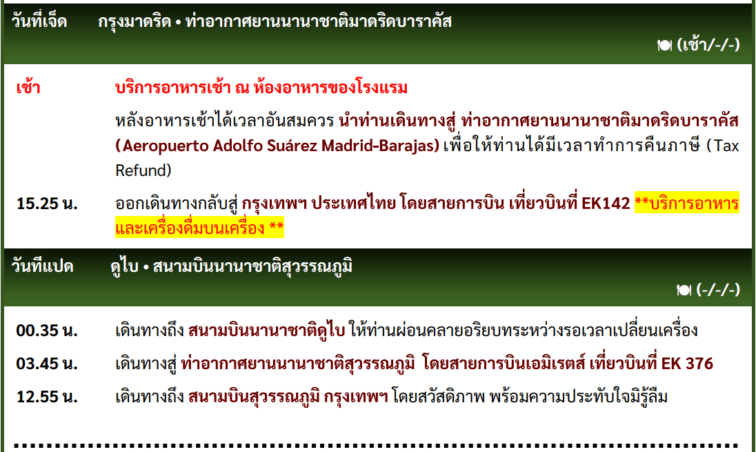 itinerary detail