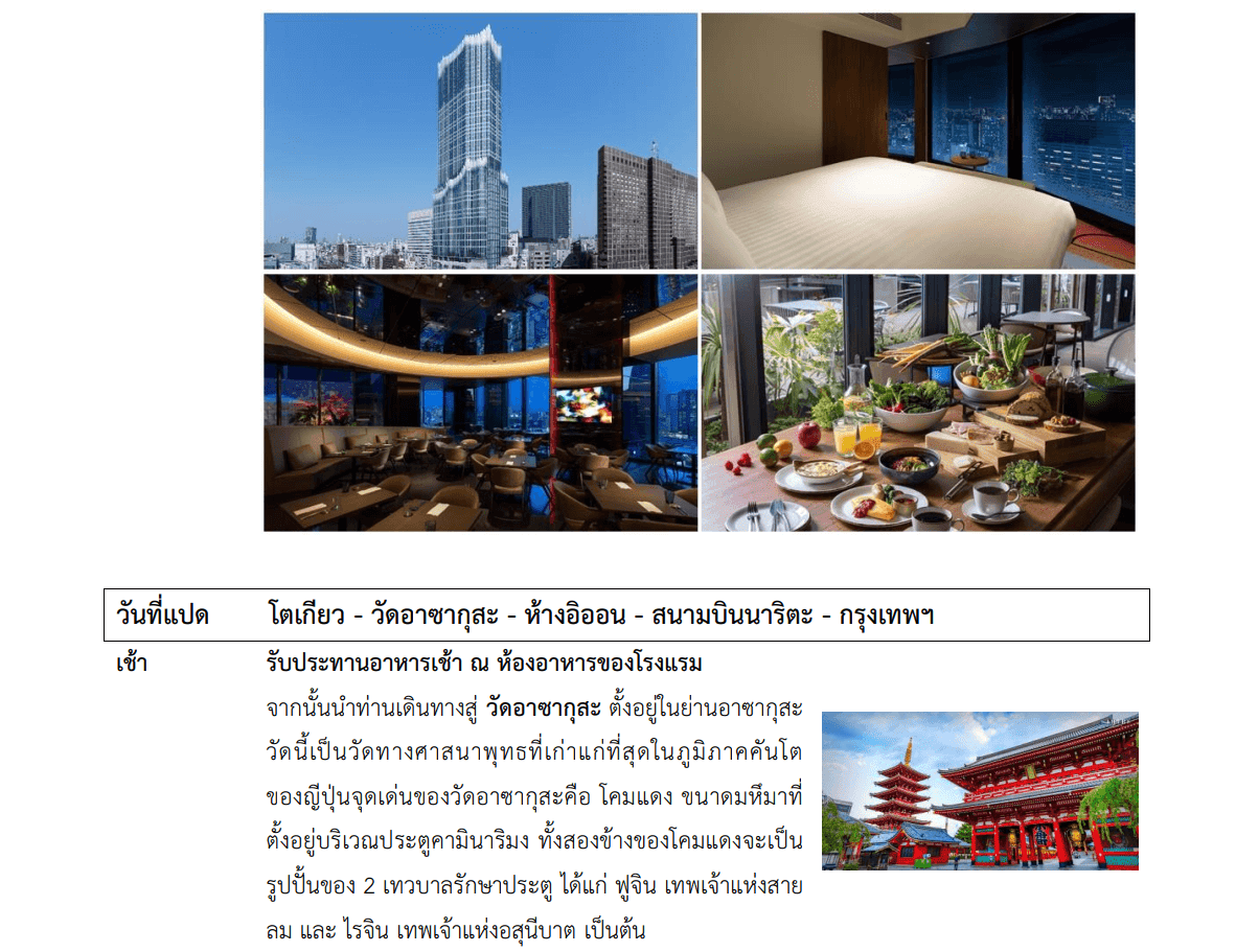 Tour itinerary detail