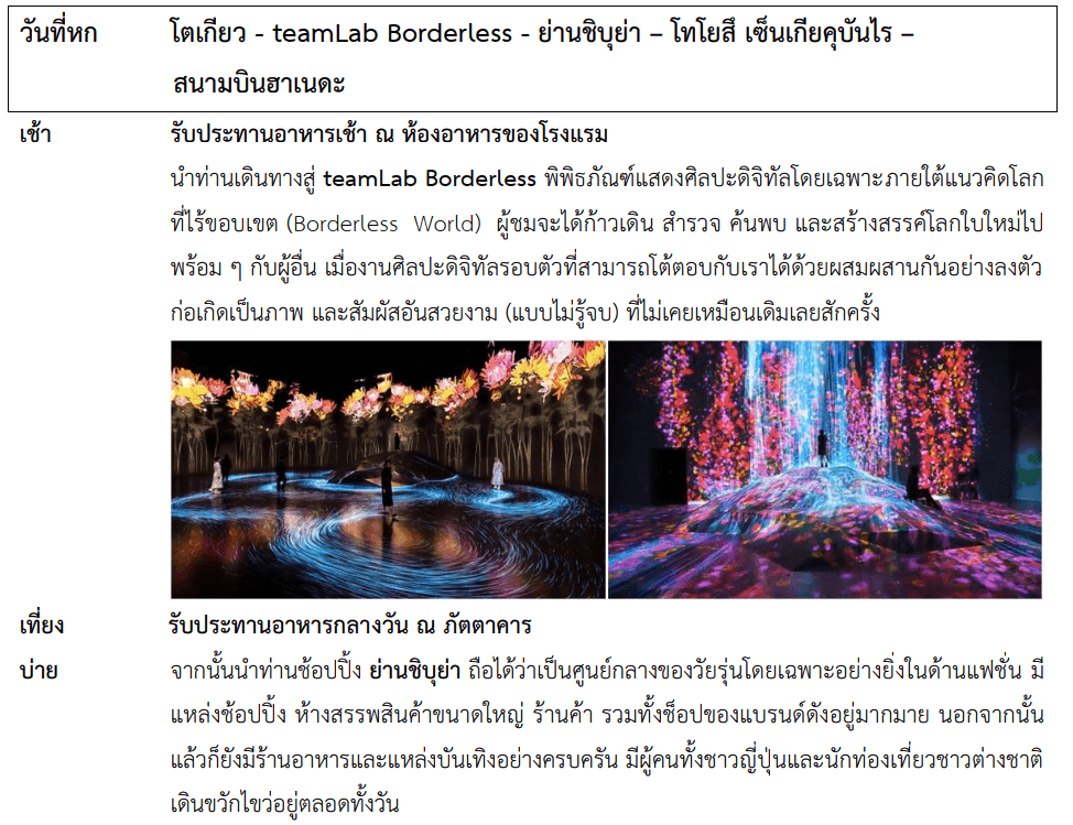 Tour itinerary detail