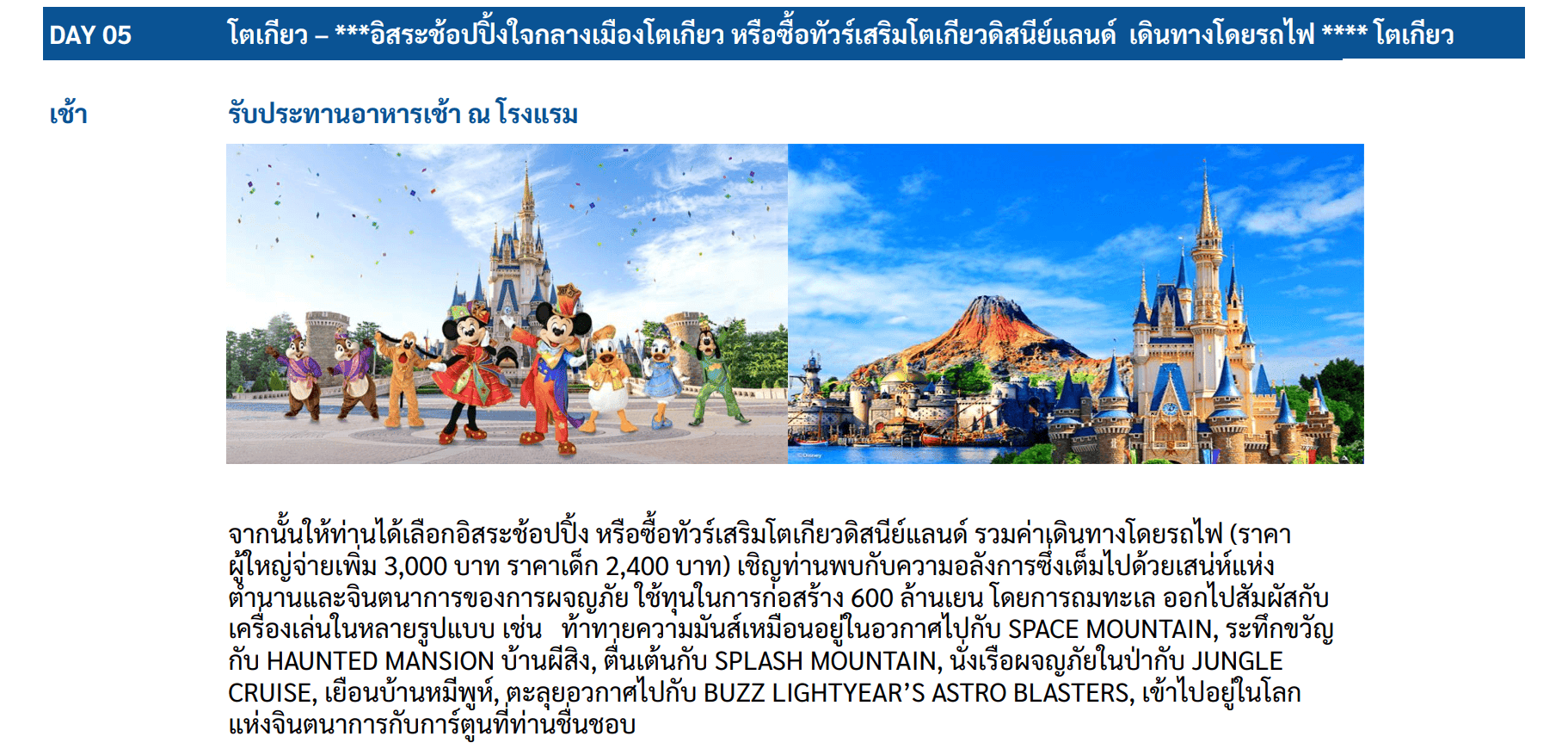 Tour itinerary detail