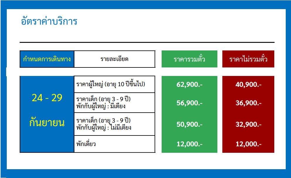 Tour price detail