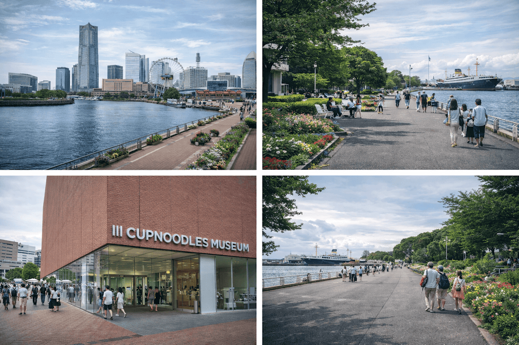 “สถานที่เที่ยวใกล้ Yokohama Chinatown เช่น Minato Mirai 21 และ Yamashita Park สำหรับนักท่องเที่ยวที่ ขับรถเช่าในญี่ปุ่น ไป Yokohama Chinatown”