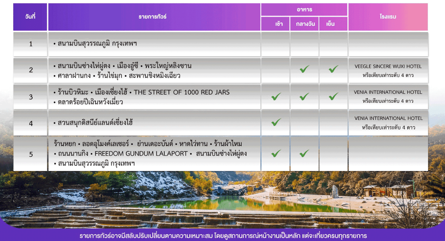 Tour itinerary highlight