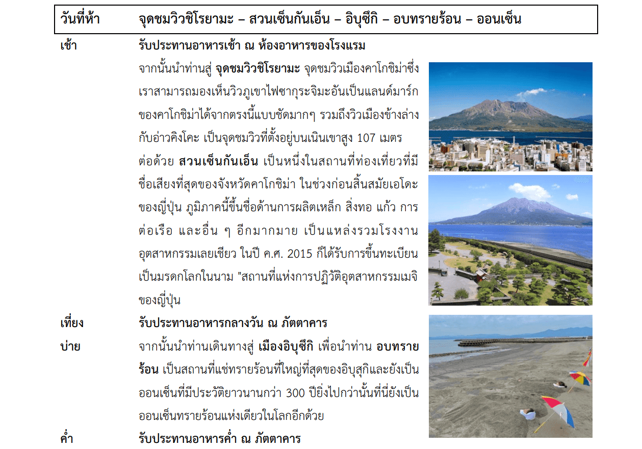 Tour itinerary detail