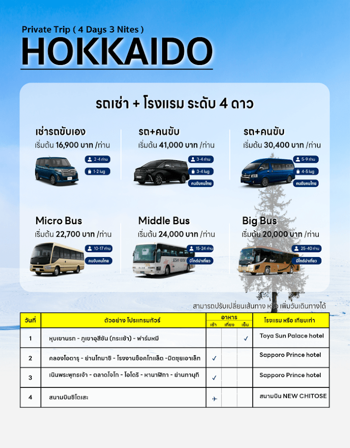 Hokkaido Private Trip - รถพร้อมคนขับ ( คนไทย )