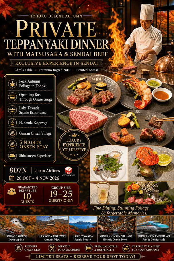 Private Teppanyaki Dinner With Matsusaka and Seddai beef Exclusive Experience in Sendai 