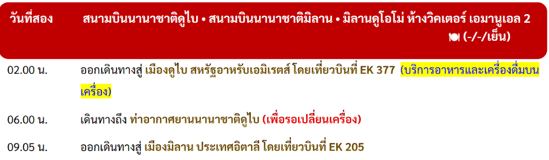 Tour itinerary detail