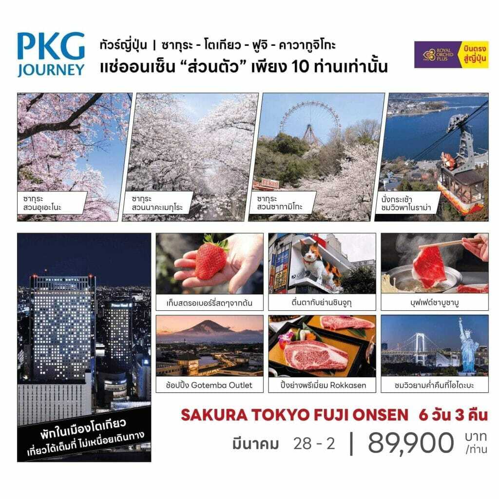 ทัวร์​ญี่ปุ่น SAKURA TOKYO อุเอะโนะ นาคะเมกุโระ ซากามิโกะ ชมวิวพาโนราม่า Gotemba outlet Rokkasen Private Onsen เดินทาง10 ท่าน บินตรงการบินไทย