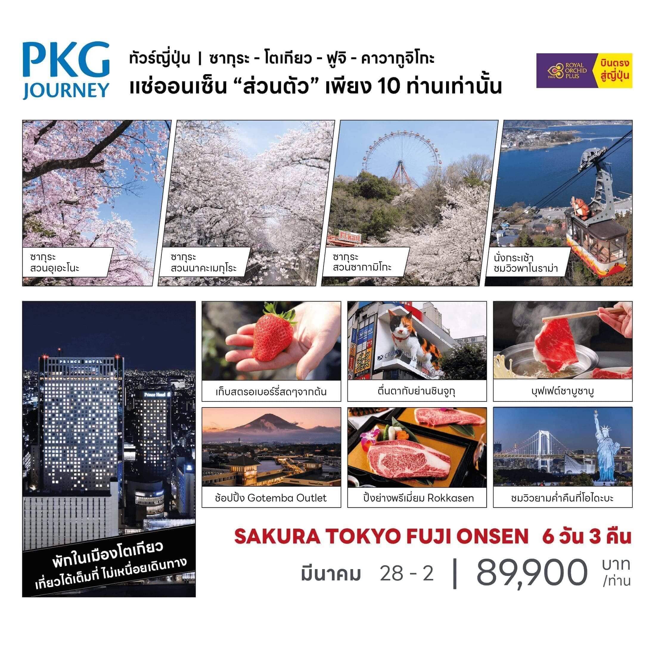 ทัวร์​ญี่ปุ่น SAKURA TOKYO อุเอะโนะ นาคะเมกุโระ ซากามิโกะ ชมวิวพาโนราม่า Gotemba outlet Rokkasen Private Onsen เดินทาง10 ท่าน บินตรงการบินไทย