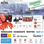 ทัวร์ญี่ปุ่น HOKKAIDO HAKODATE WINTER ครบทุกไฮไลท์ ช้อปจุใจ ปิ้งย่างปูยักษ์ 3ชนิดพัก4ดาววิวทะเลสาบโทยะ แช่ออนเซ็น3คืน การบินไทย Full service