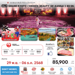 ทัวร์ญี่ปุ่น GRAND KYOTO HIDDEN BEAUTY OF KANSAI ชมใบไม้เปลี่ยนสี อาหารสุดพิเศษ พักทำเลดี4ดาว แช่ออนเซ็น3คืน BY JAPAN AIRLINE FULL SERVICE