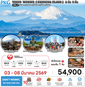 ทัวร์ญี่ปุ่น TOKYO WONDER ENOSHIMA ISLAND มื้ออาหารสุดพิเศษ พักทำเลดี4ดาว แช่ออนเซ็น 1 คืน บินตรง JAPAN AIRLINE FULL SERVICE