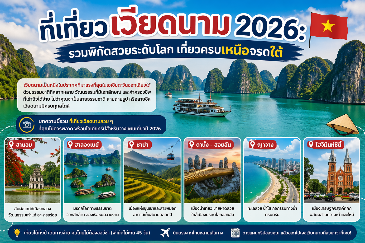 รวมที่เที่ยวเวียดนามสวย ๆ ทั้ง Halong Bay, Sapa, Hoi An และ Phu Quoc เที่ยวครบทุกสไตล์ พร้อมแนะนำจุดไฮไลต์และไอเดียทริป