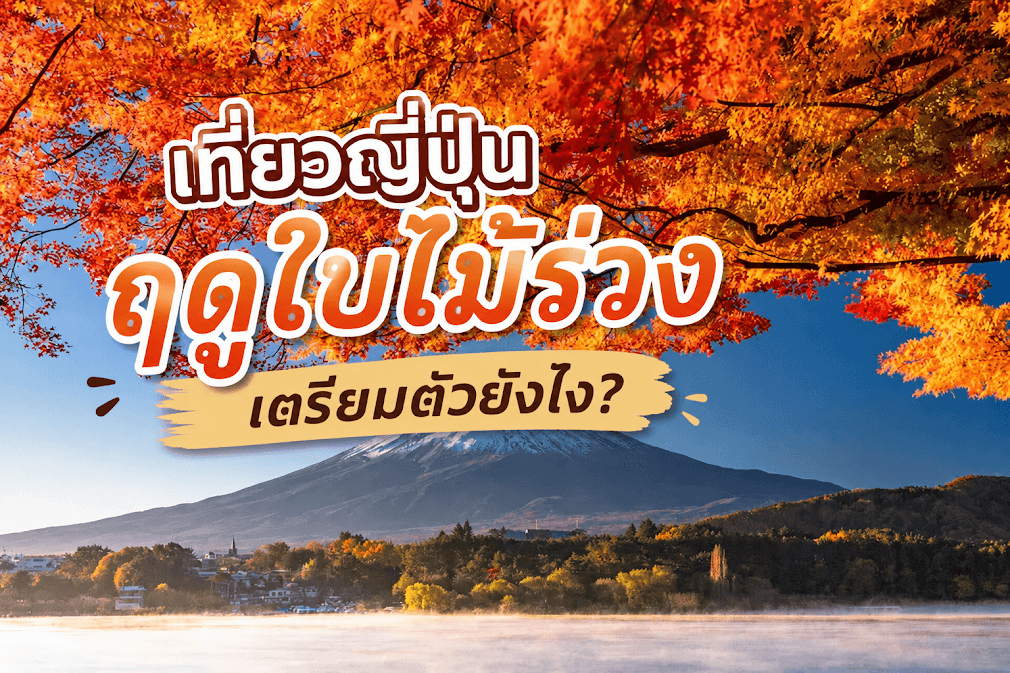 เที่ยวญี่ปุ่นฤดูใบไม้ร่วง ชมวิวภูเขาไฟฟูจิพร้อมใบไม้เปลี่ยนสีสีส้มแดง บรรยากาศสวยงาม เหมาะสำหรับวางแผนทริปญี่ปุ่นฤดูใบไม้ร่วง